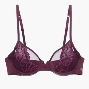 Savage Not Sorry Purple Half-Cup Plunge Bra with Lace New with Tag W-601 Sz 40DD